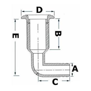 Nylon Winkelborddurchlass mit Anschluss 3/4" (20 mm)
