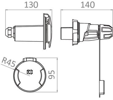 Steckdose Cruiser 16A, wasserdicht IP44/IP67 mit Edelstahlklappverschluss