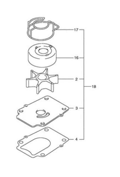 Wasserpumpen Reparatur-Satz für Suzuki DF 70A / DF 80A / DF 90A / DF 100B